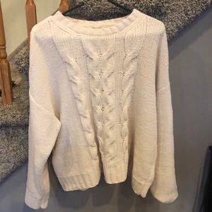 American Eagle Cream Cable Knit Sweater